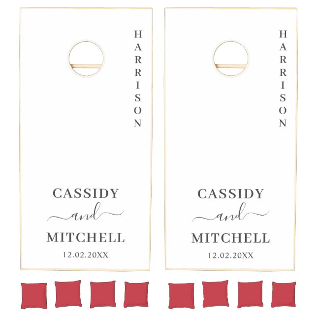 Simple soft white elegant wedding  cornhole set (Set)
