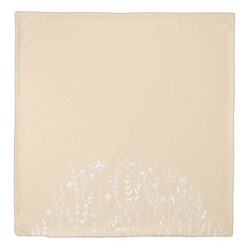 Simple Soft Yellow Boho Wildflower Duvet Cover