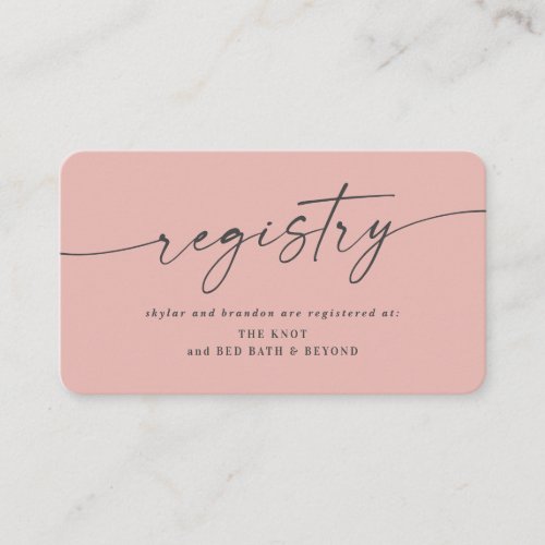 Simple Solid Blush Pink Color Wedding Registry Enclosure Card