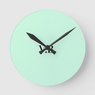 Simple solid color add name text m round clock