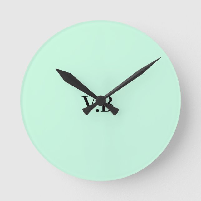 Simple solid color add name text m round clock (Front)