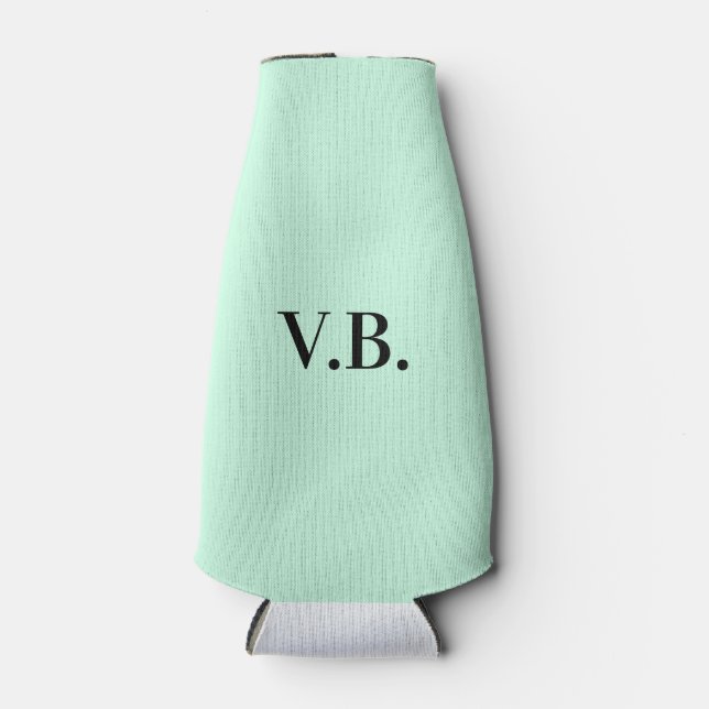 Simple solid color add name text monogram   bottle cooler (Front)