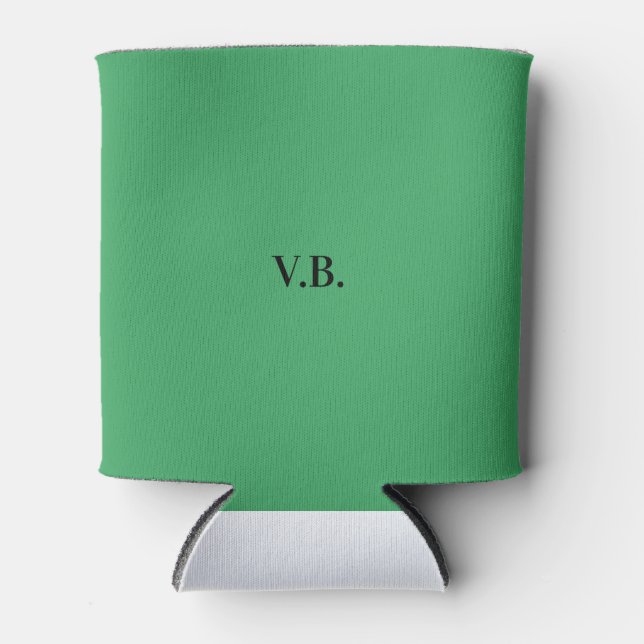 Simple solid color add name text monogram  can cooler (Front)