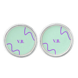 Simple solid color add name text monogram  cufflinks