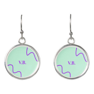 Simple solid color add name text monogram earrings