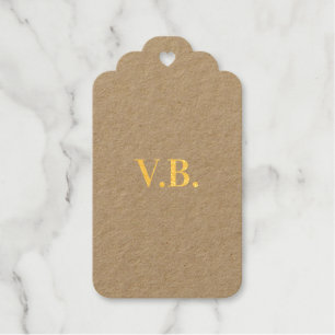 Simple solid color add name text monogram foil gift tags