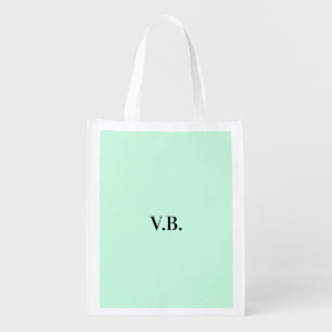 Simple solid color add name text monogram grocery bag