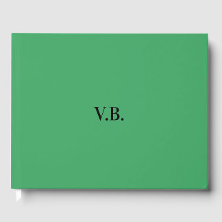 Simple solid color add name text monogram guest book