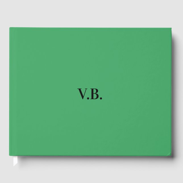 Simple solid color add name text monogram  guest book (Front)
