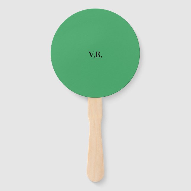 Simple solid color add name text monogram  hand fan (Front)