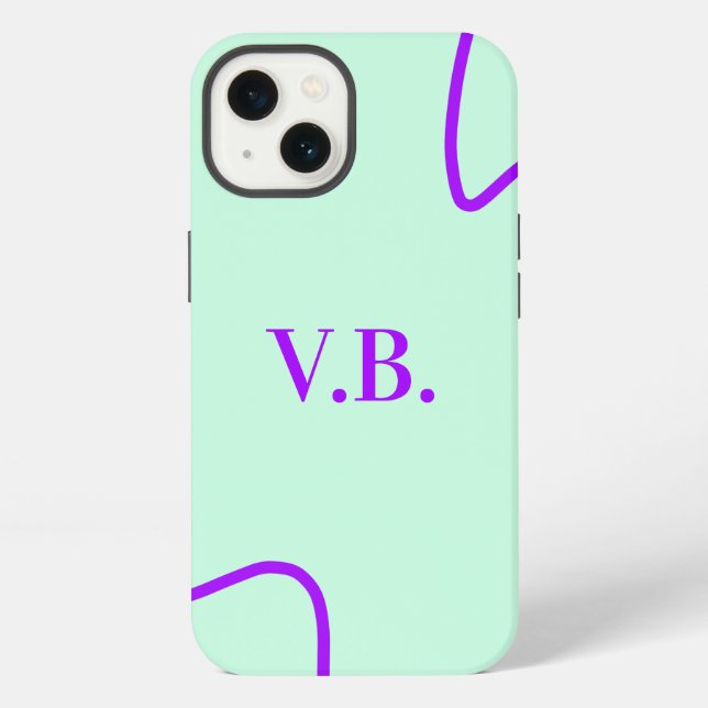 Simple solid color add name text monogram  iphone case (Back)