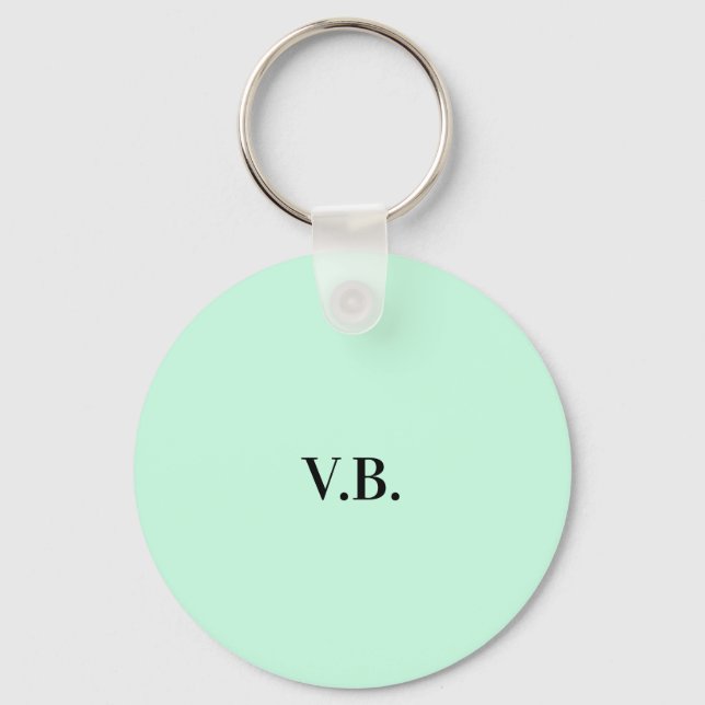 Simple solid color add name text monogram  keychain (Front)