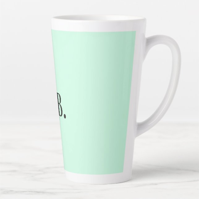 Simple solid color add name text monogram  latte mug (Right)