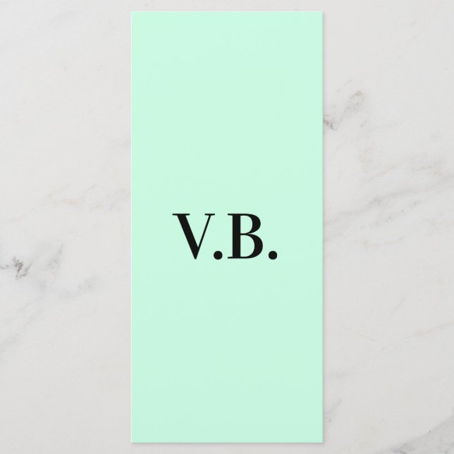 Simple solid color add name text monogram   menu (Front)