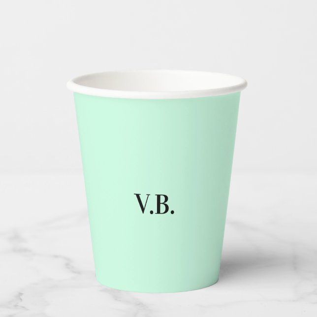 Simple solid color add name text monogram paper cups (Front)