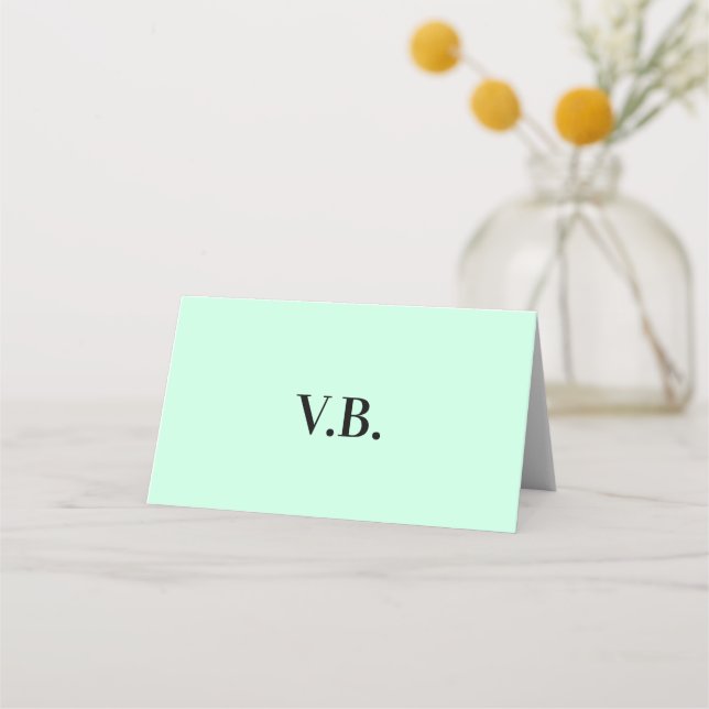 Simple solid color add name text monogram  place card (Front)