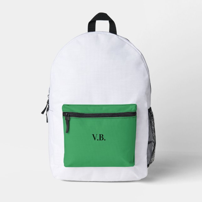 Simple solid color add name text monogram  printed backpack (Front)