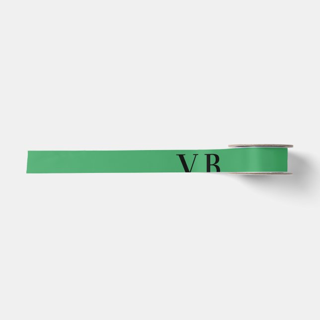Simple solid color add name text monogram  satin ribbon (Front)