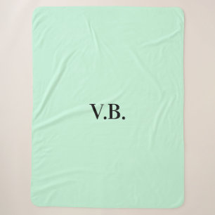 Simple solid color add name text monogram sherpa blanket