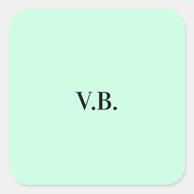 Simple solid color add name text monogram  square sticker (Front)