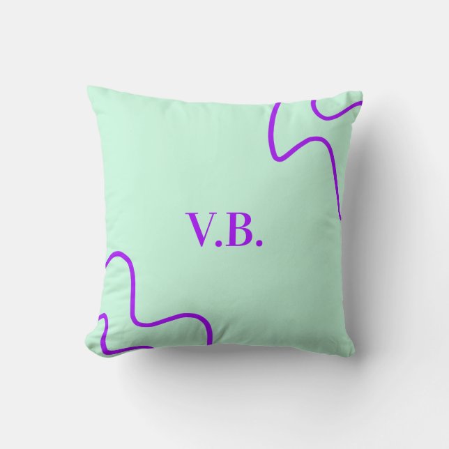 Simple solid color add name text monogram  throw pillow (Front)