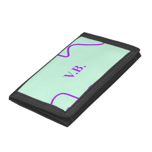 Simple solid color add name text monogram tri-fold wallet