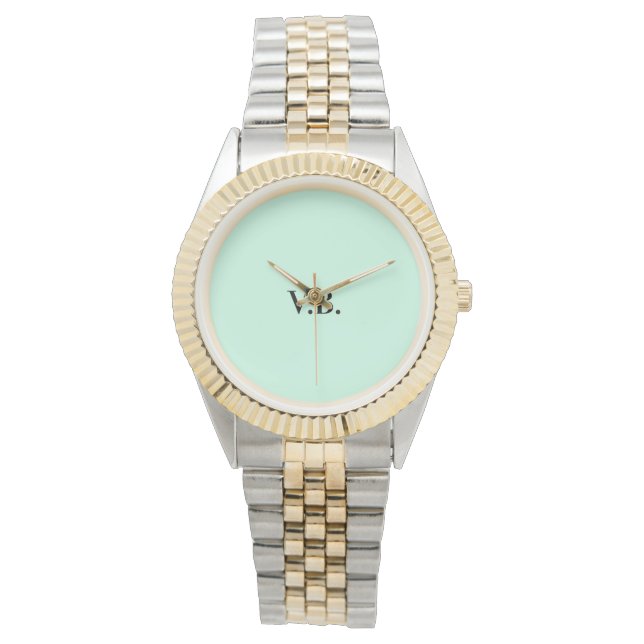 Simple solid color add name text monogram  watch (Front)