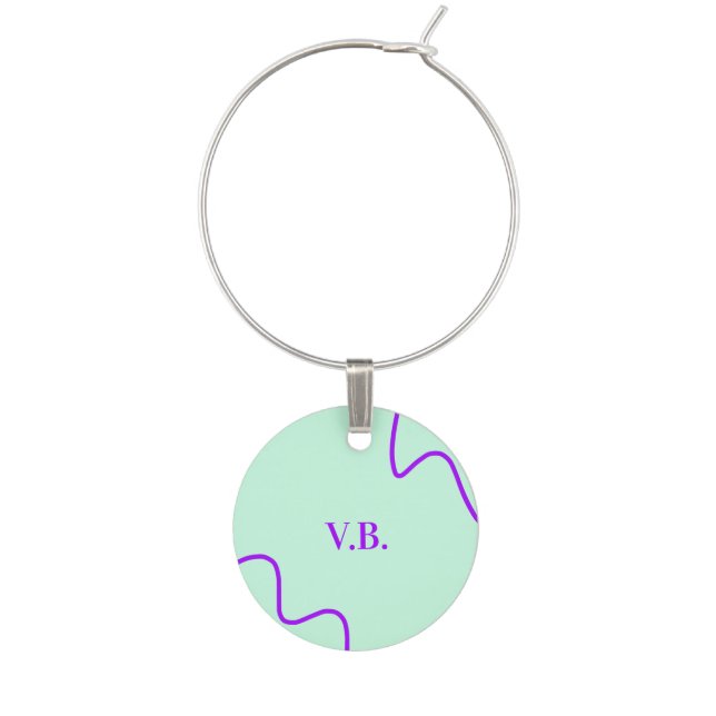 Simple solid color add name text monogram  wine charm (Front)