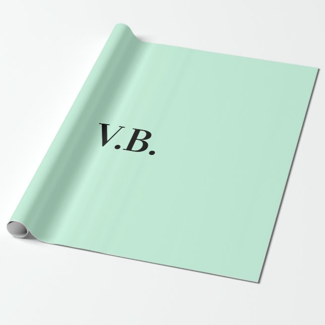 Simple solid color add name text monogram wrapping paper (Unrolled)
