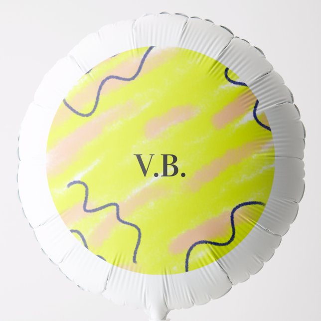 Simple solid color add name text monogram yellow balloon (Front)