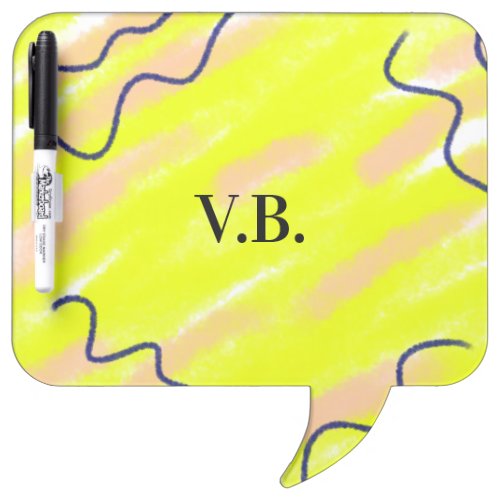 Simple solid color add name text monogram yellow dry erase board