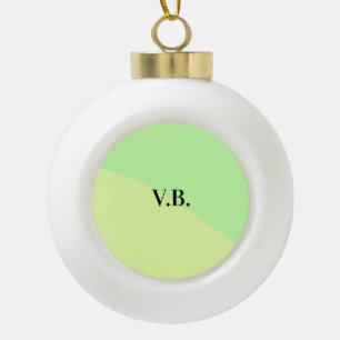 Simple solid color add name text monogram yellow g ceramic ball christmas ornament