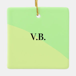 Simple solid color add name text monogram yellow g ceramic ornament