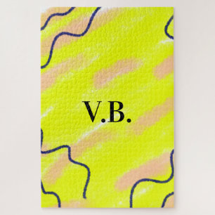 Simple solid color add name text monogram yellow jigsaw puzzle
