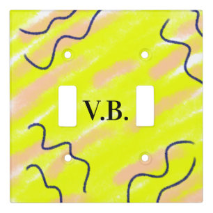 Simple solid color add name text monogram yellow light switch cover
