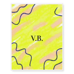 Simple solid color add name text monogram yellow temporary tattoos