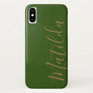 Simple Solid color Black Gold Personalized Name iPhone X Case