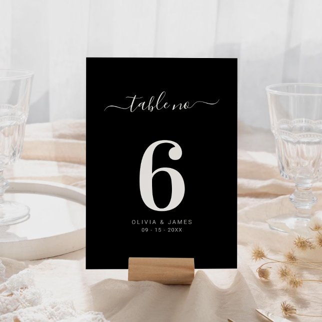 Simple Solid Color Black Wedding Table Number (Simple Solid Color Black Wedding Table Number)