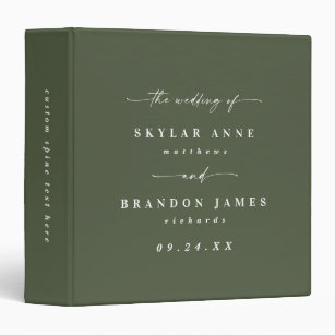 Simple Solid Color Dark Green Wedding Photo Album 3 Ring Binder