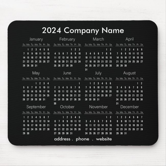 Simple Solid Color Design 2024 Calendar Mousepad