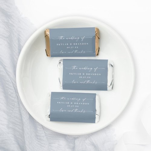 Simple Solid Color Dusty Blue Wedding Monogram Hersheys Miniatures