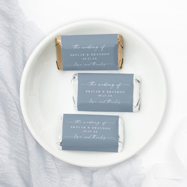 Simple Solid Color Dusty Blue Wedding Monogram Hershey's Miniatures (Creator Uploaded)