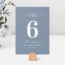 Simple Solid Color Dusty Blue Wedding Reception Table Number
