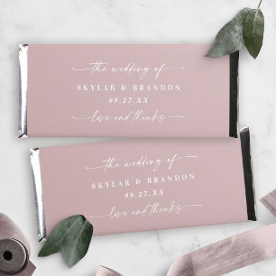 Simple Solid Color Dusty Mauve Wedding Monogram Hershey Bar Favors