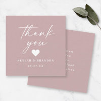 Simple Solid Color Dusty Mauve Wedding Thank You