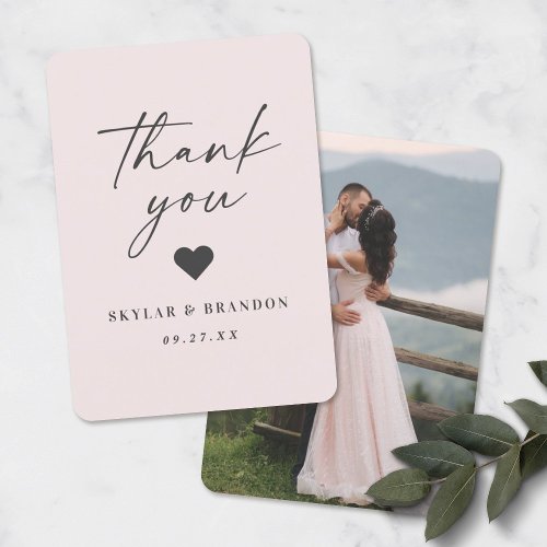 Simple Solid Color Editable Porcelain Pink Wedding Thank You Card