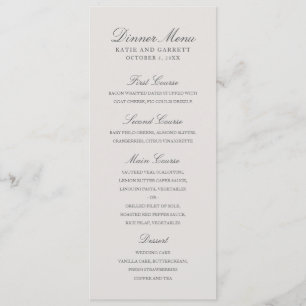 Simple Solid Color Elegant Gray Wedding Menu