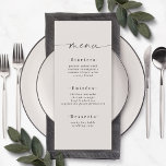 Simple Solid Color Gardenia Off-White Wedding Menu<br><div class="desc">Simple Solid Color Gardenia Off-White Wedding Menu. This modern chic Menu Card is simple classic and elegant with a plain solid color background and a pretty signature script calligraphy font with tails. Shown in the new Colorway. With a pretty monogram on the back side. Available in several color options, or...</div>