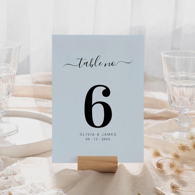 Simple Solid Color Light Blue Wedding Table Number (Simple Solid Color Light Blue Wedding Table Number)