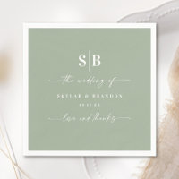 Simple Solid Color Light Green Wedding Monogram
